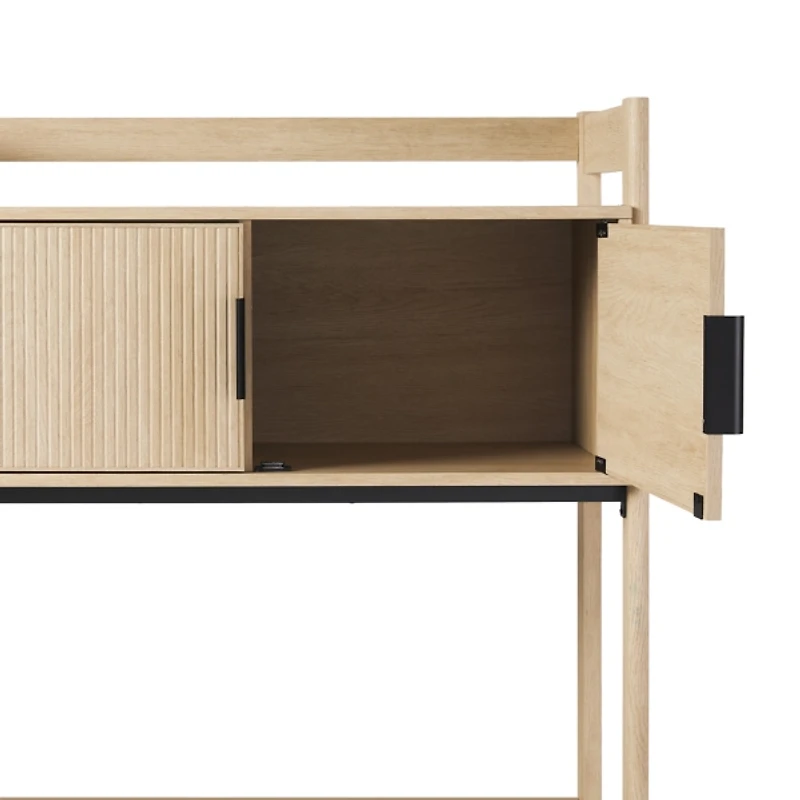 Natural Transitional Reeded Hutch Desk