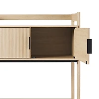 Natural Transitional Reeded Hutch Desk