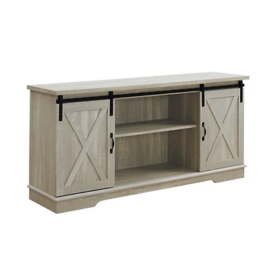 Graywash Sliding Barn Door TV Stand