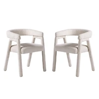 Cream Boucle Upholstered Dining Chairs, Set of 2