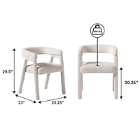 Cream Boucle Upholstered Dining Chairs, Set of 2