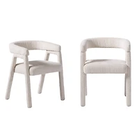 Cream Boucle Upholstered Dining Chairs, Set of 2