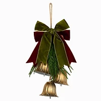 Gold Metal Bells with Greenery, 17 in.