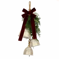 Triple Metal Bells with Greenery & Bow, 29 in.