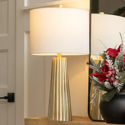Gold Leaf Ribbed Tapered Table Lamp