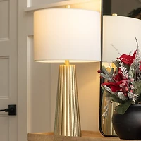 Gold Leaf Ribbed Tapered Table Lamp