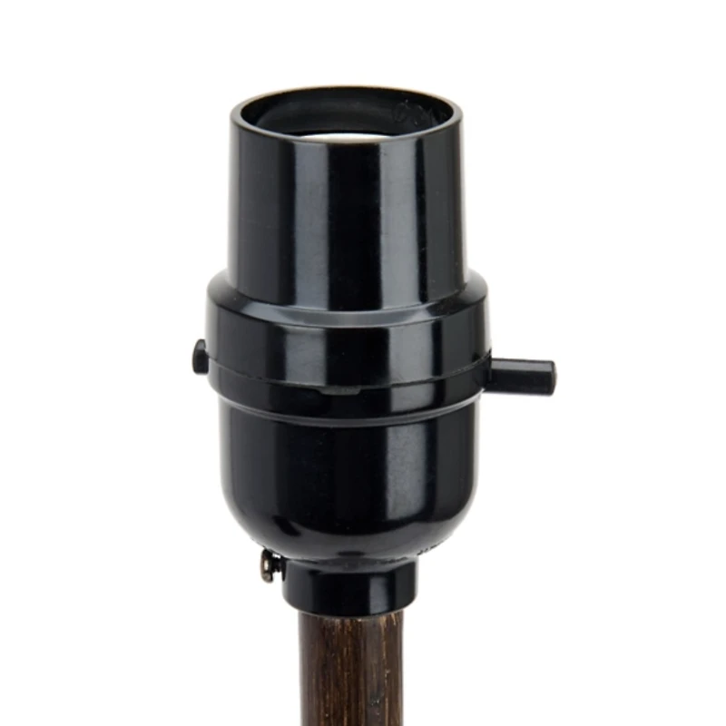 Brown Resin Buffet Lamp with Black Pleated Shade