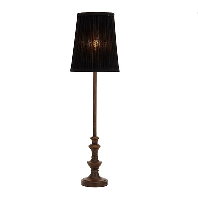 Brown Resin Buffet Lamp with Black Pleated Shade