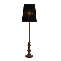 Brown Resin Buffet Lamp with Black Pleated Shade