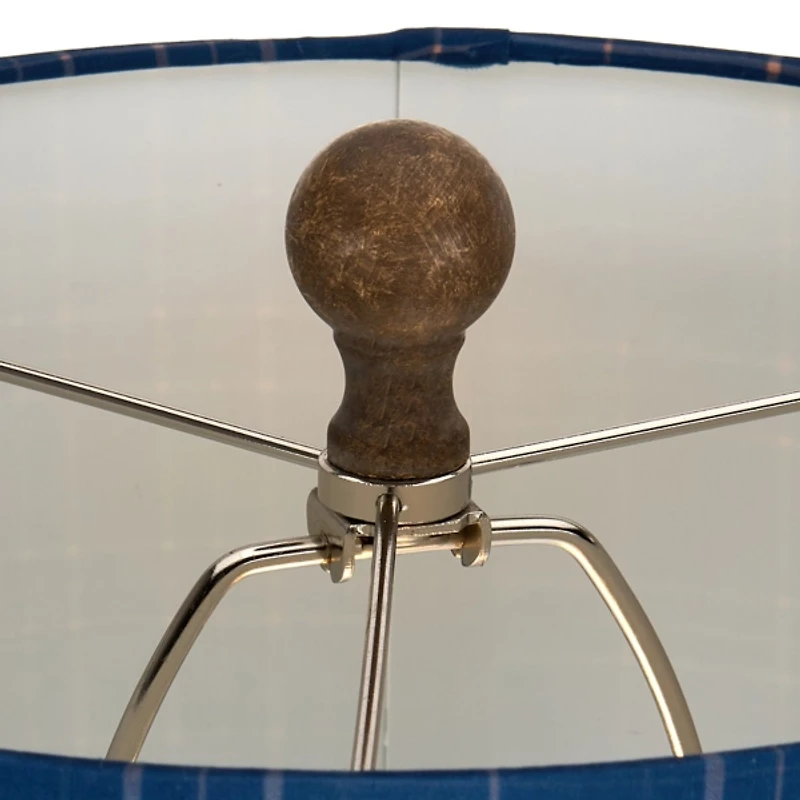 Brown Buffet Lamp with Blue Plaid Shade