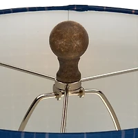 Brown Buffet Lamp with Blue Plaid Shade