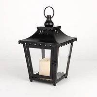 Black Metal Scalloped Lantern, 12 in.