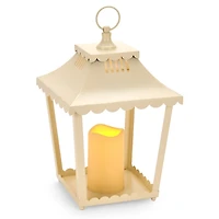 LED Ivory Metal Scalloped Lantern