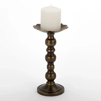 Dark Gold Metal Pillar Candle Holder, 10.5 in.