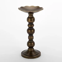 Dark Gold Metal Pillar Candle Holder, 10.5 in.
