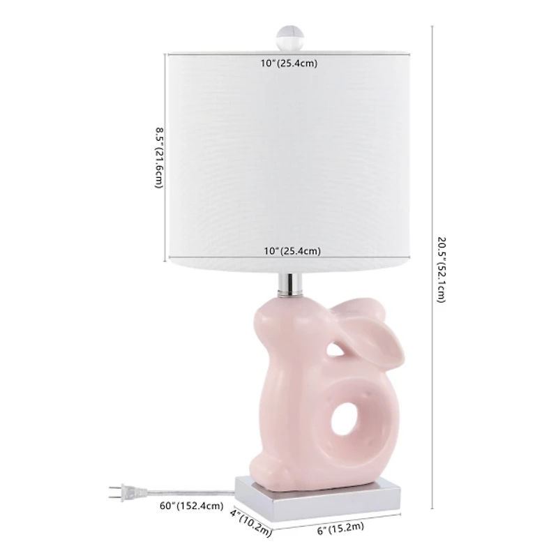 SAFAVIEH Pink Ceramic Bunny Kids Table Lamp