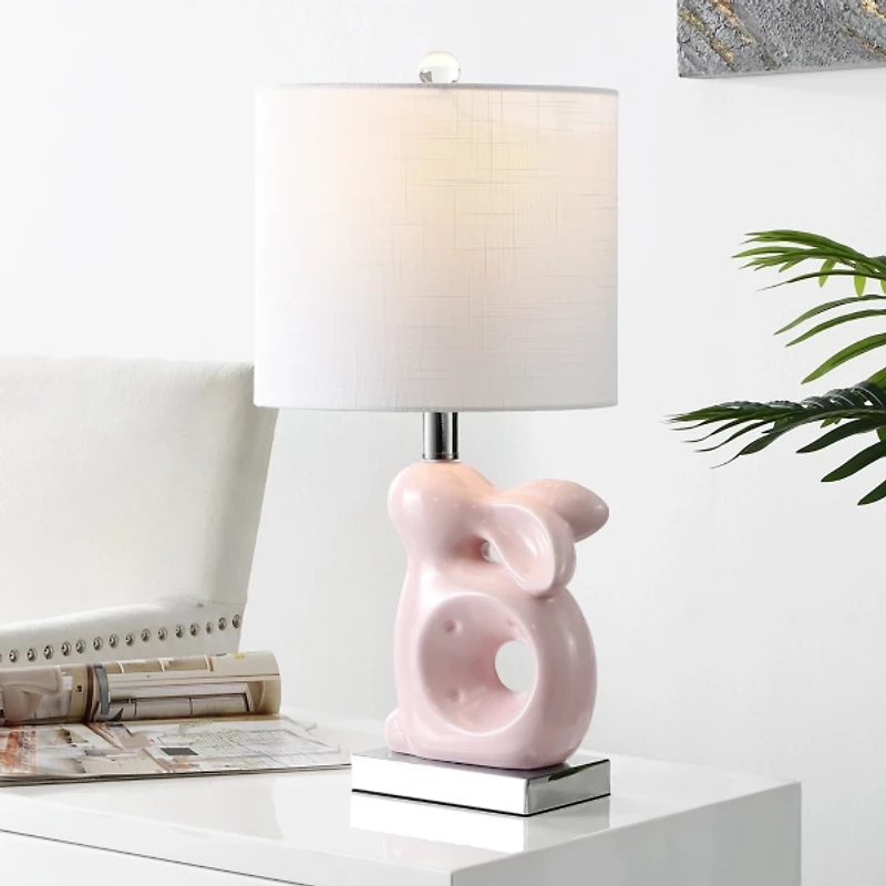 SAFAVIEH Pink Ceramic Bunny Kids Table Lamp