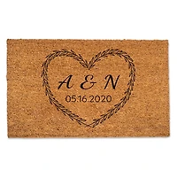 Personalized Laurel Heart Initials Doormat