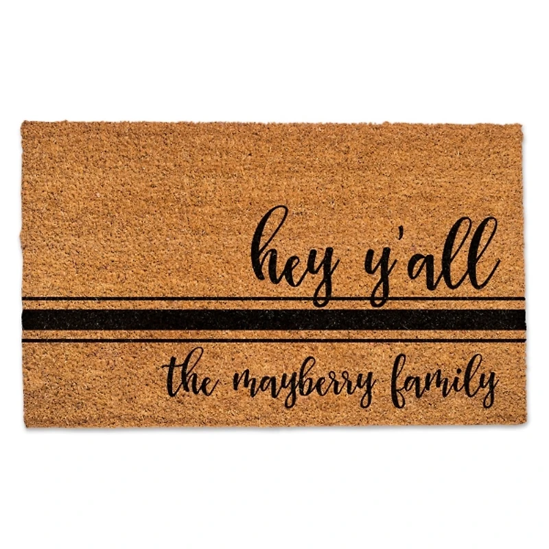 Personalized Hey Yall Striped Doormat