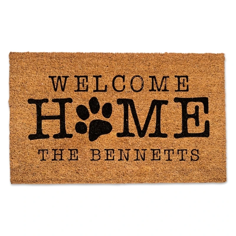 Personalized Welcome Home Paw Print Doormat