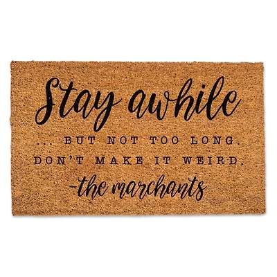 Personalized Stay Awhile But Not Too Long Doormat