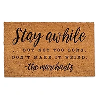 Personalized Stay Awhile But Not Too Long Doormat