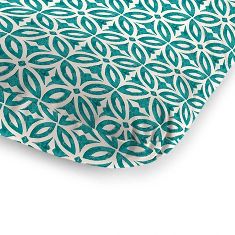 Celestial Teal Geometric Outdoor Chaise Cushion