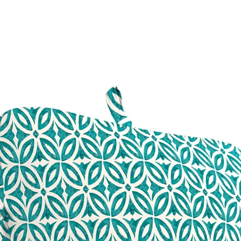 Celestial Teal Geometric Outdoor Chaise Cushion