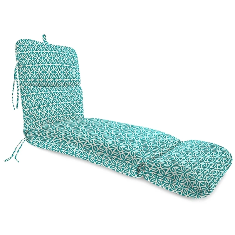 Celestial Teal Geometric Outdoor Chaise Cushion