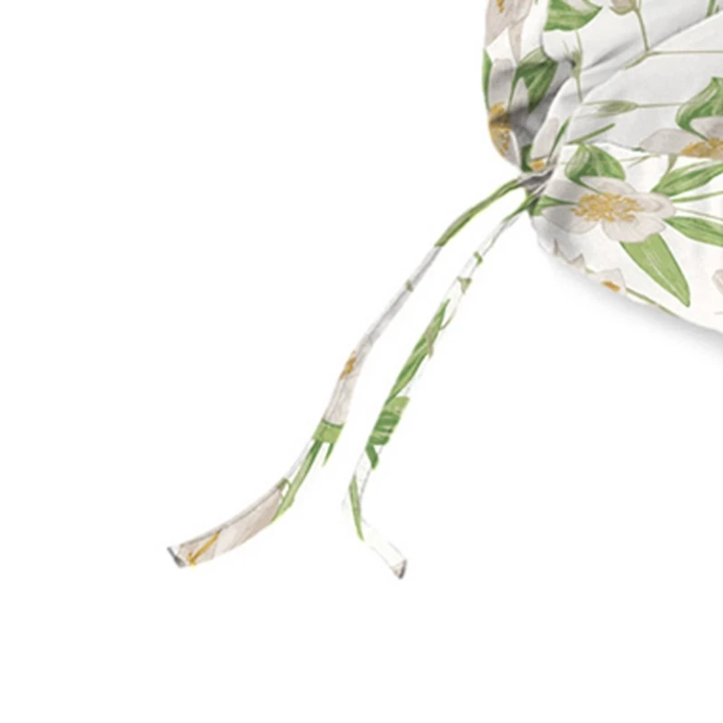 Cream Floral Outdoor Chaise Cushion with Ties