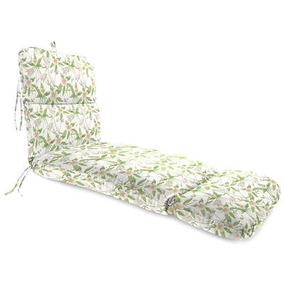 Cream Floral Outdoor Chaise Cushion with Ties