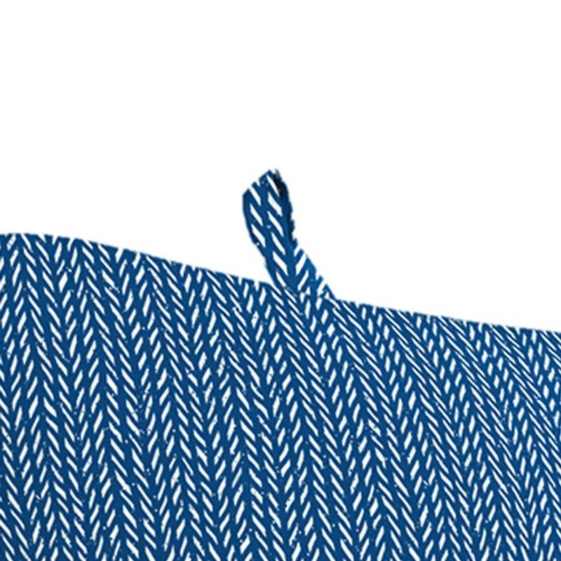 Navy Blue Dash Outdoor Chaise Cushion with Ties