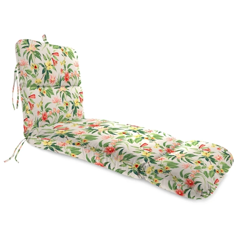 Norrah Tropical Outdoor Chaise Cushion with Ties