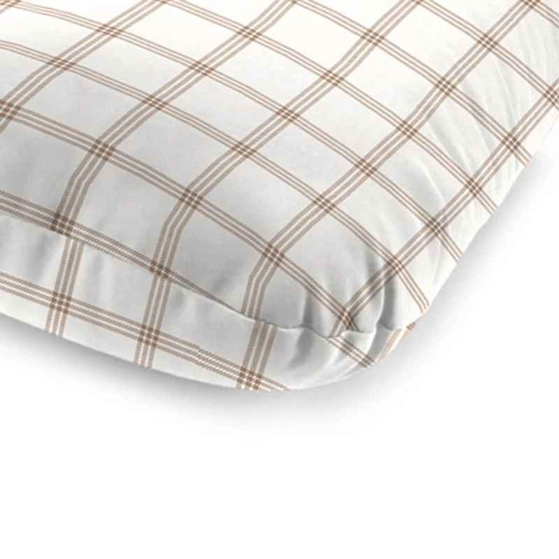 Beige Plaid Outdoor Chaise Cushion