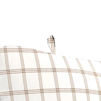 Beige Plaid Outdoor Chaise Cushion