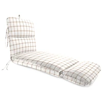 Beige Plaid Outdoor Chaise Cushion