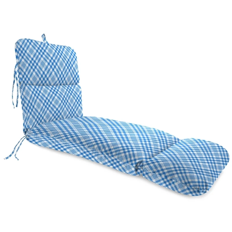 Wetland Blue Plaid Outdoor Chaise Cushion