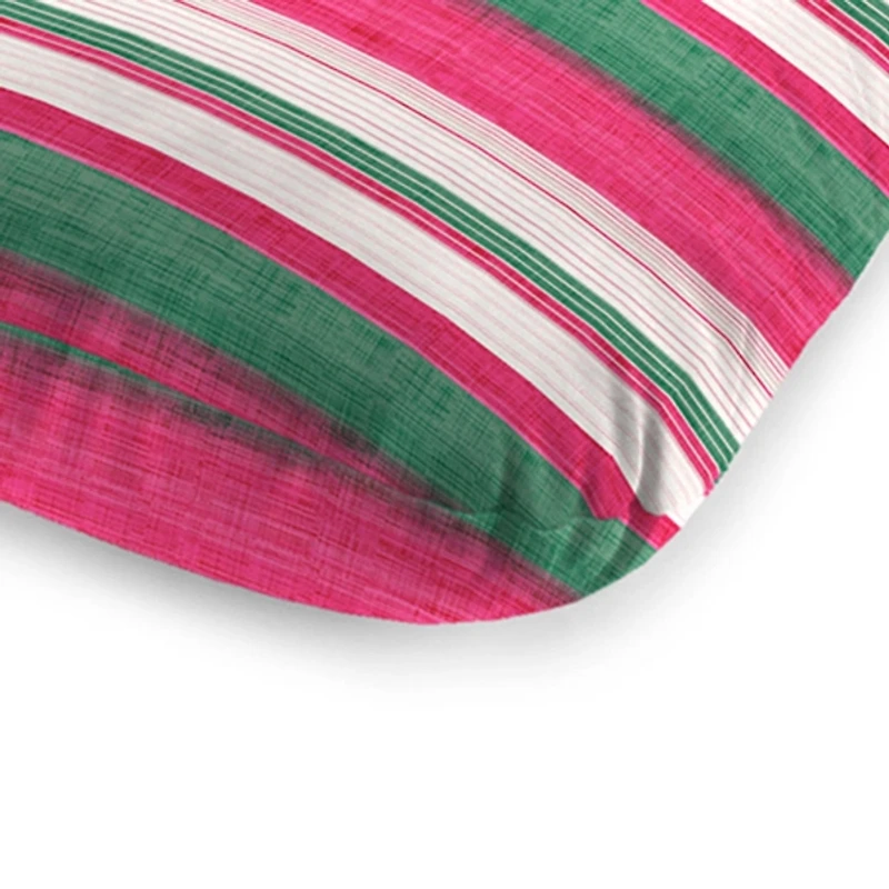 Pink & Green Stripe Outdoor Chaise Cushion