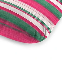 Pink & Green Stripe Outdoor Chaise Cushion
