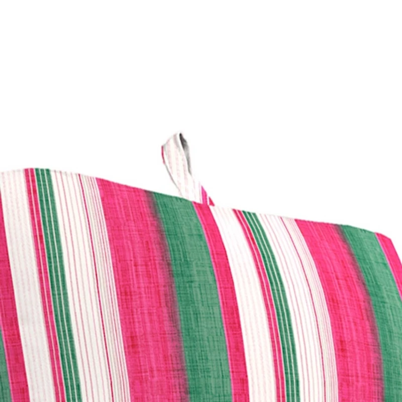 Pink & Green Stripe Outdoor Chaise Cushion