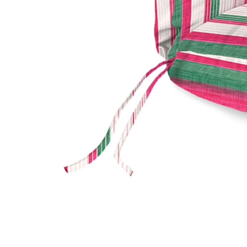 Pink & Green Stripe Outdoor Chaise Cushion