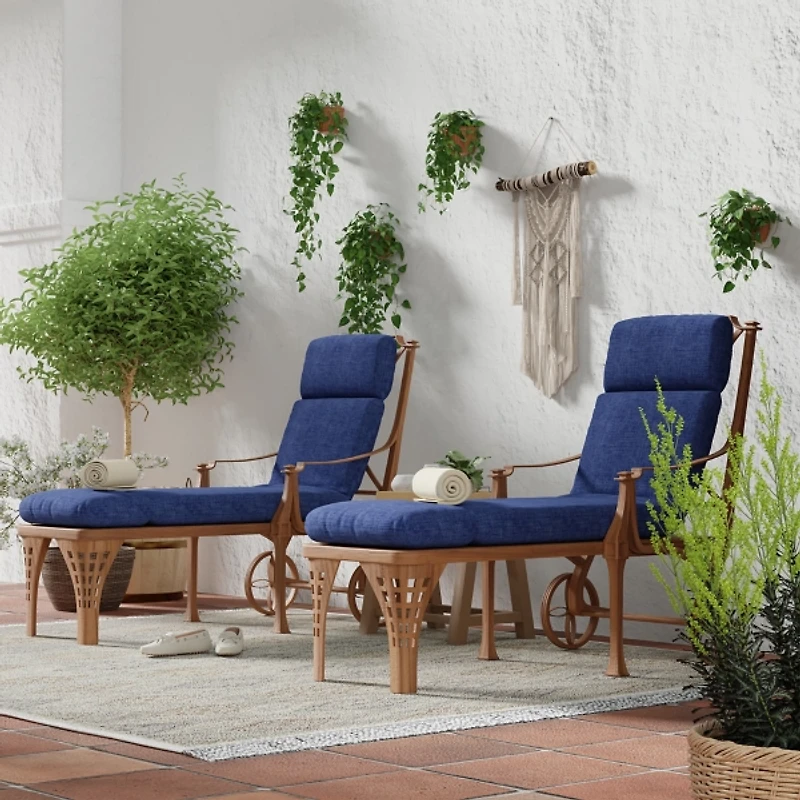 Indigo Blue Crosshatch Chaise Cushion, 22x72