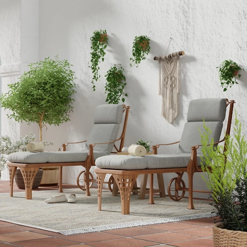 Graphite Gray Crosshatch Chaise Cushion, 22x72