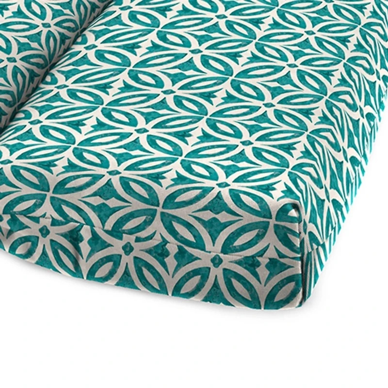 Teal Geometric Outdoor Chaise Cushion, 22x72