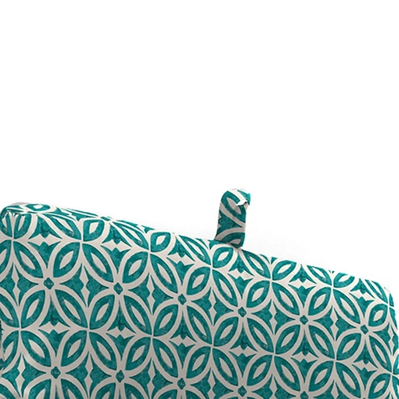 Teal Geometric Outdoor Chaise Cushion, 22x72