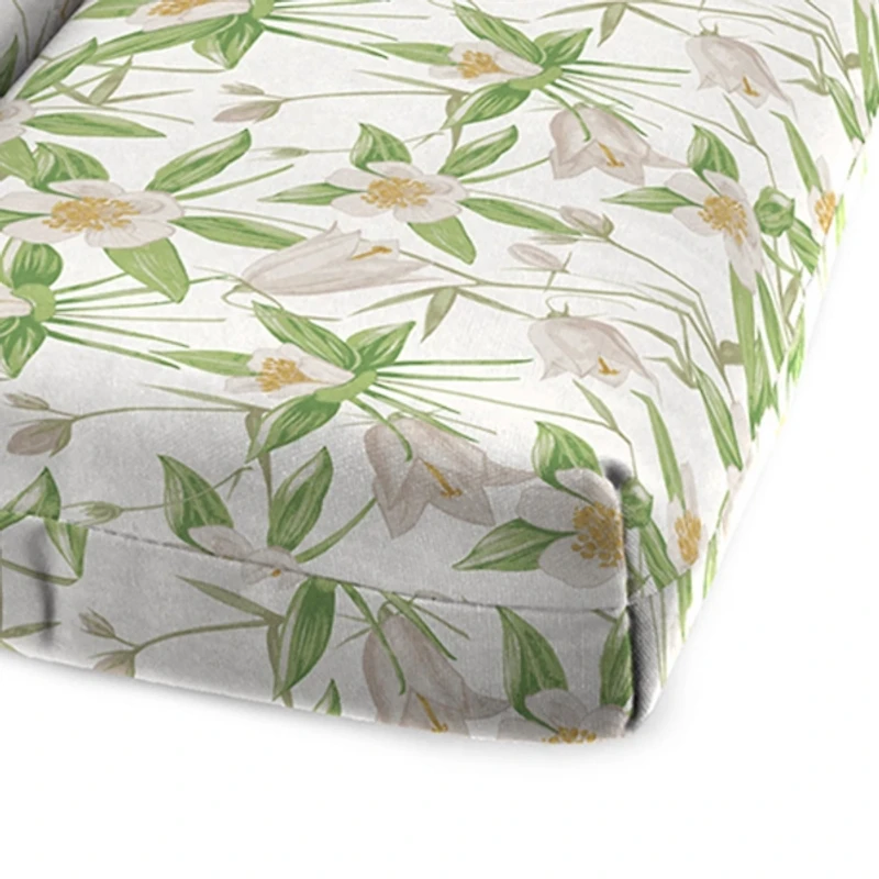 Cream Floral Outdoor Chaise Cushion, 22x72