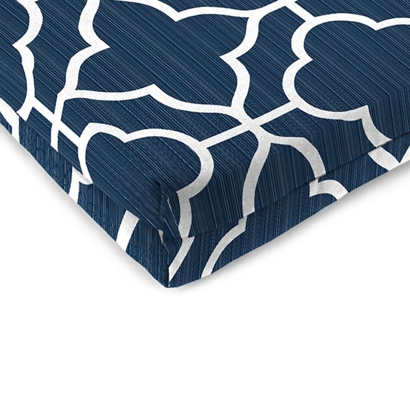 Ocean Blue Quatrefoil Seat Cushions, Set of 2