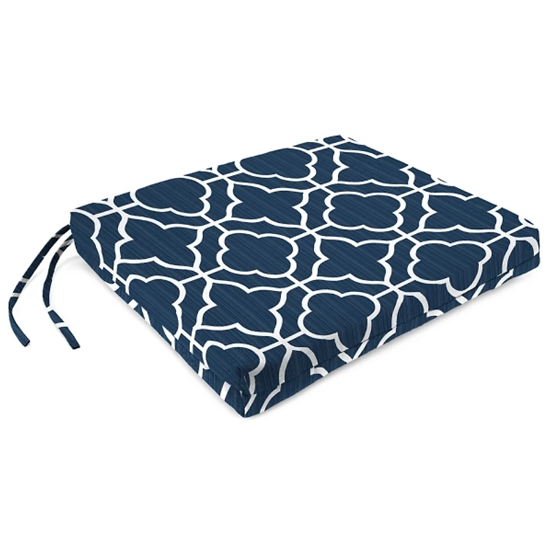 Ocean Blue Quatrefoil Seat Cushions, Set of 2