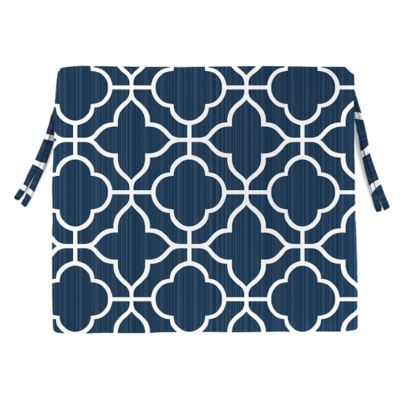 Ocean Blue Quatrefoil Seat Cushions, Set of 2