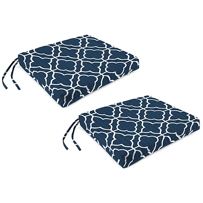 Ocean Blue Quatrefoil Seat Cushions, Set of 2
